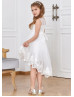 Ivory Beaded Lace Tulle High Low Popular Flower Girl Dress Ivory Beaded Lace Tulle High Low Popular Flower Girl Dress